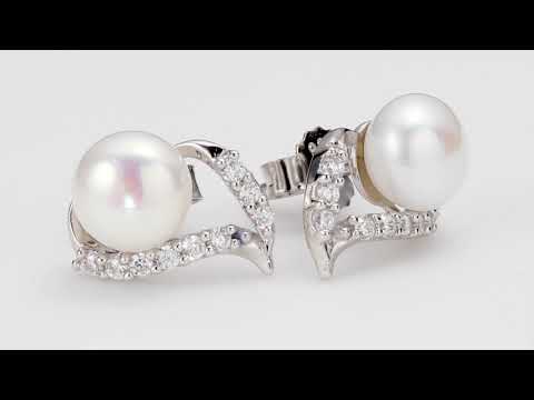 Video of Freshwater Pearl Earrings Sterling Silver Round Button 7.0mm SE8326. Includes a Peora gift box. Free shipping, 30-day returns, authenticity guaranteed. 