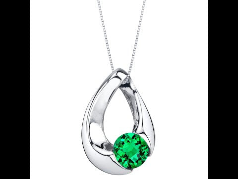 Video of Peora Simulated Emerald Slider Solitaire Pendant Necklace in Sterling Silver SP11532. Includes a Peora gift box. Free shipping, 30-day returns, authenticity guaranteed. 