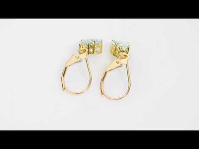Video of Natural Aquamarine and Diamond Teardrop Leverback Earrings in 14k Yellow Gold.  Includes a Peora gift box. Free shipping, 45-day returns, authenticity guaranteed. E19380